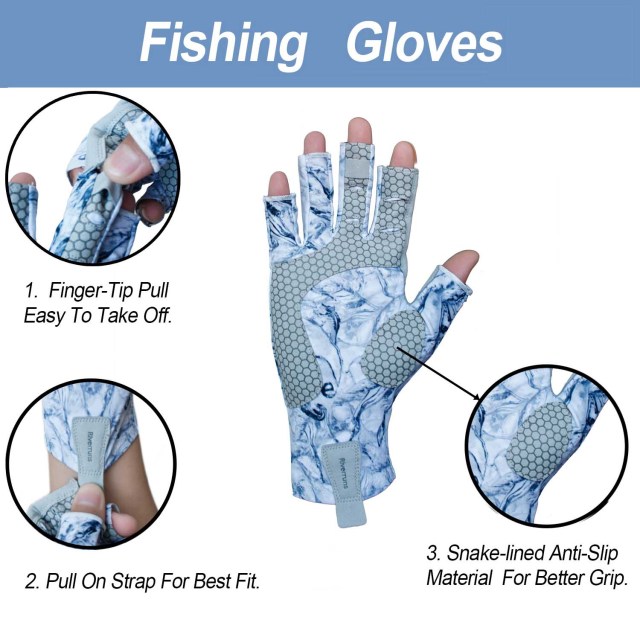 BTI-11B-2165 Fishing gloves camo blue with silicone
