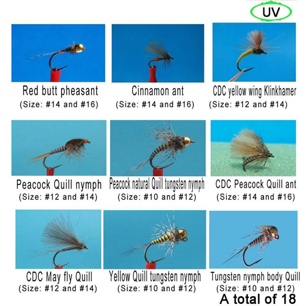 Riverruns 18 Competition Flies Trout UV Flies Nymph Flies With Aluminum Fly Box