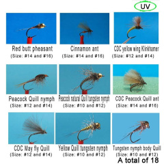Riverruns 18 Competition Flies Trout UV Flies Nymph Flies With Aluminum Fly Box