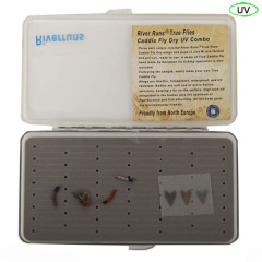 Riverruns Realistic Flies Caddis Dry Flies UV Flies Part Combo With A Fly Box