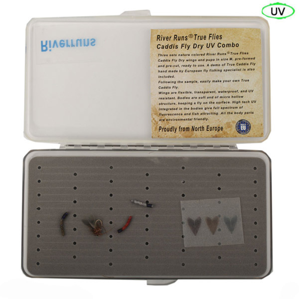 Riverruns Realistic Flies Caddis Dry Flies UV Flies Part Combo With A Fly Box