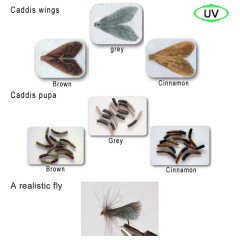 Riverruns Realistic Flies Caddis Dry Flies UV Flies Part Combo With A Fly Box