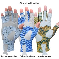 BTI-11B-2166 Fishing gloves with embossed / stramlined leather