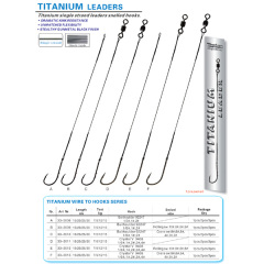 BTI-33-3008/3009/3010/3011/3012/3013 Titanium single strand leaders snelled hooks