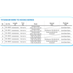 BTI-33-3020/3021/3022/3023/3024/3025 Titanium single strand leaders snelled hooks
