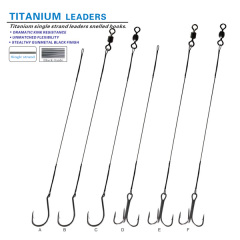 BTI-33-3020/3021/3022/3023/3024/3025 Titanium single strand leaders snelled hooks