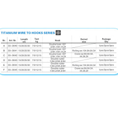 BTI-33-3040/3041/3042/3043/3044/3045 Titanium wire to hook series