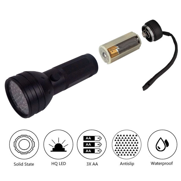 BTI-33A-3002 395nm Wavelength 51 Head LEDs UV Black Light Flashlight