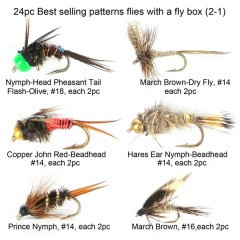 24pc best selling patterns flies with a fly box