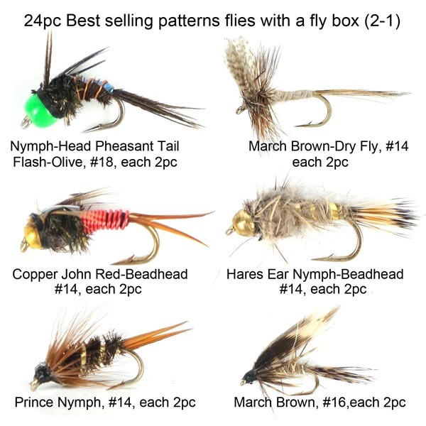 24pc best selling patterns flies with a fly box