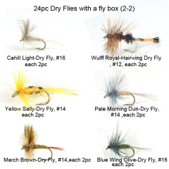 24pc Dry flies assortment with a mini fly box