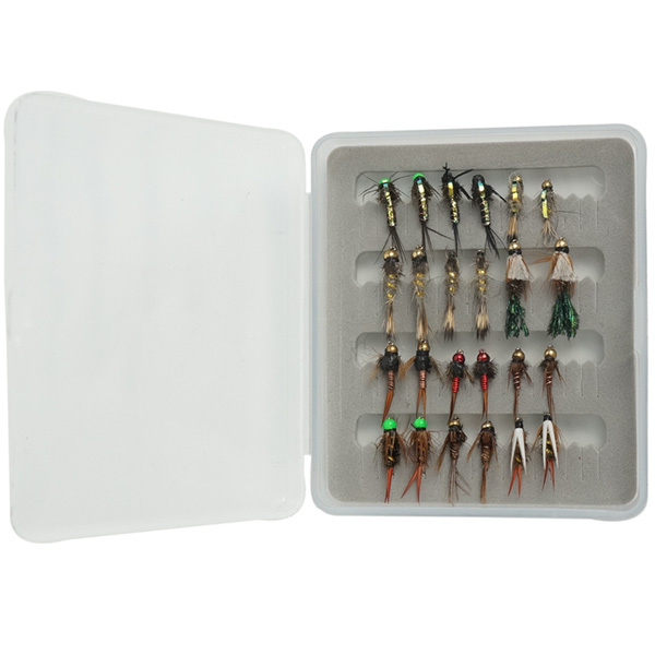 24pc Nymph-Head assortment flies with a mini fly box