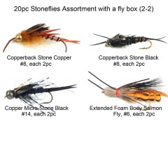 20pc Stoneflies Assortment with a fly box