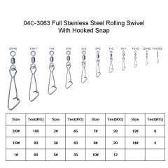 BTI-04-C3063 Full Stainless Steel Rolling Swivel With Hooked Snap