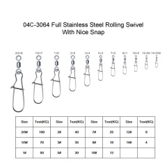 BTI-04-C3064 Full Stainless Steel Rolling Swivel With Nice Snap