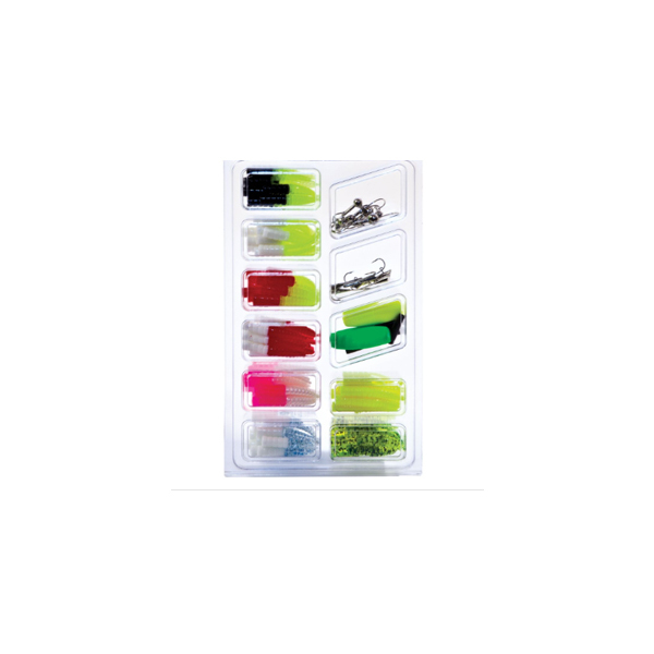 crappie fishing gear kit - 80 Bodies, 8 Double Cross Jig Heads, 6 Crappie Jig Heads, 2 E-Z Floats