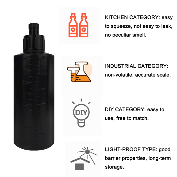 BTI-09E-B003 Black Squeeze Bottles