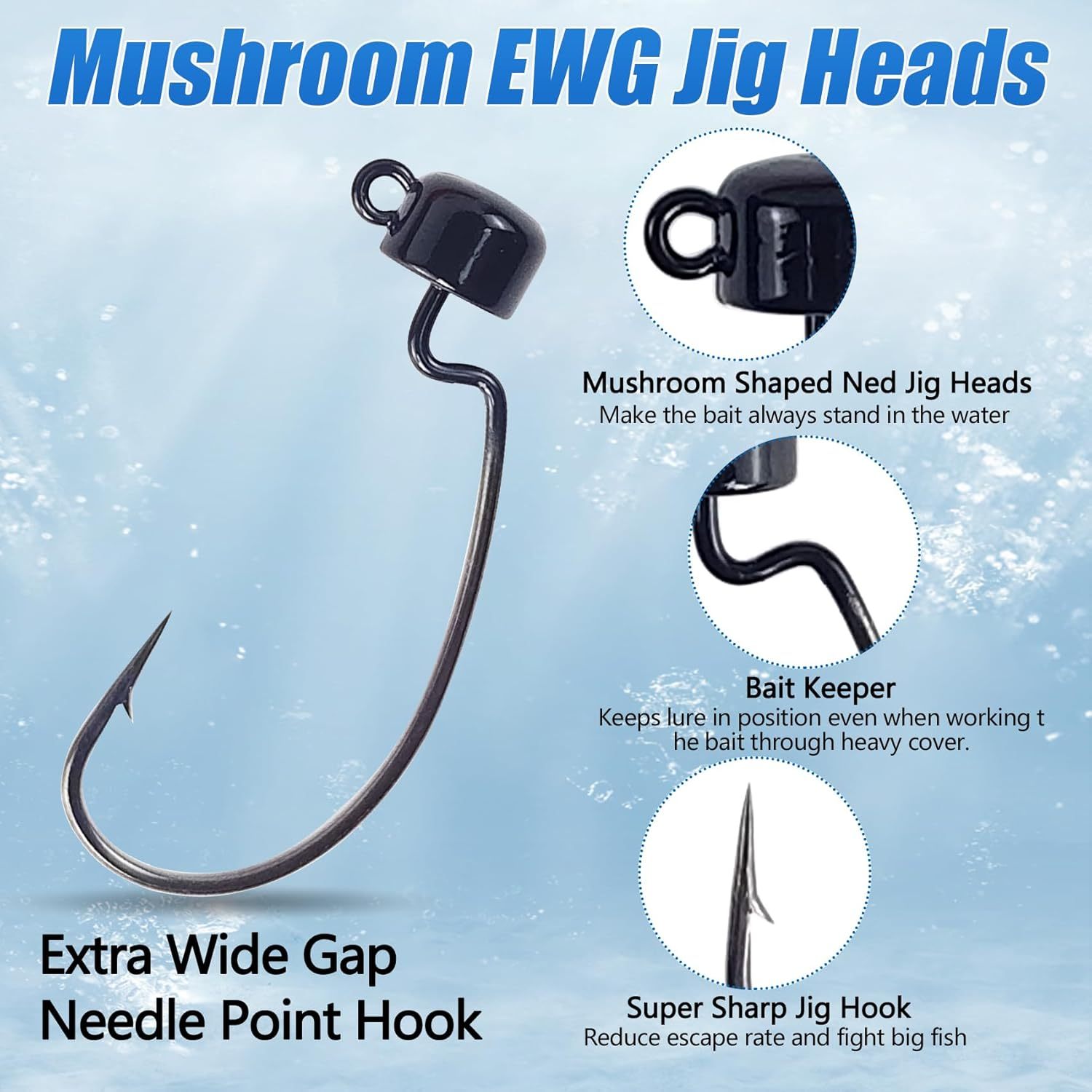 BTI-08B-418 Extra Wide Gap (EWG) Mushroom NedJig Heads