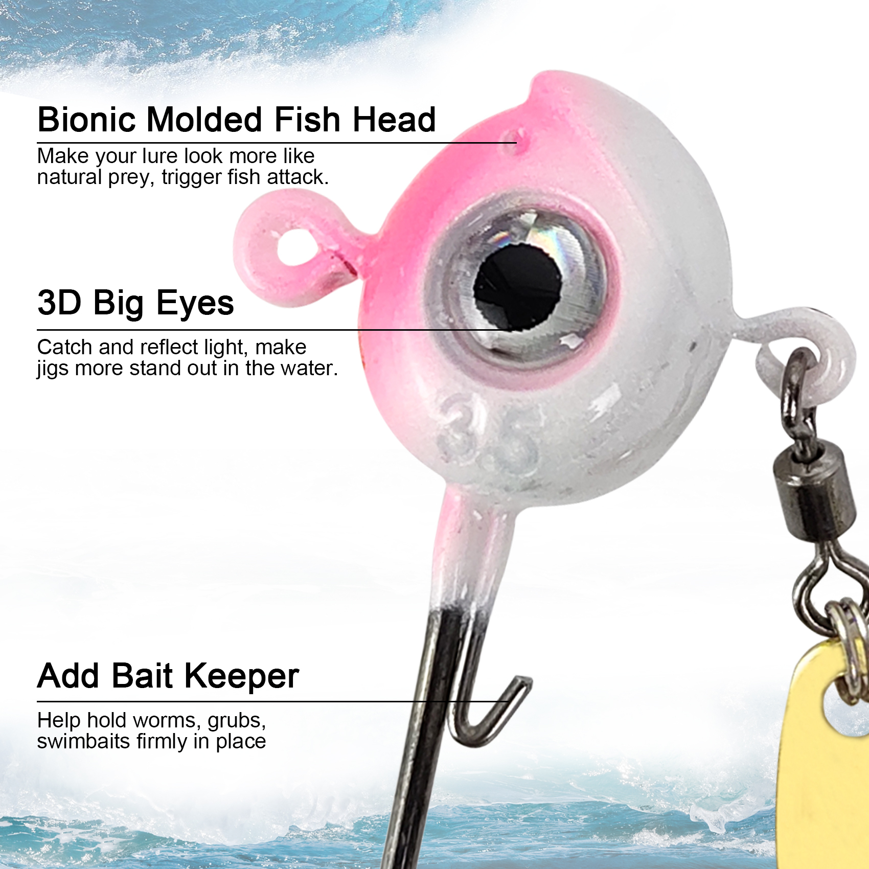BTI-08B-420 ZINC-TECH Crappie Big Eye Jig Heads