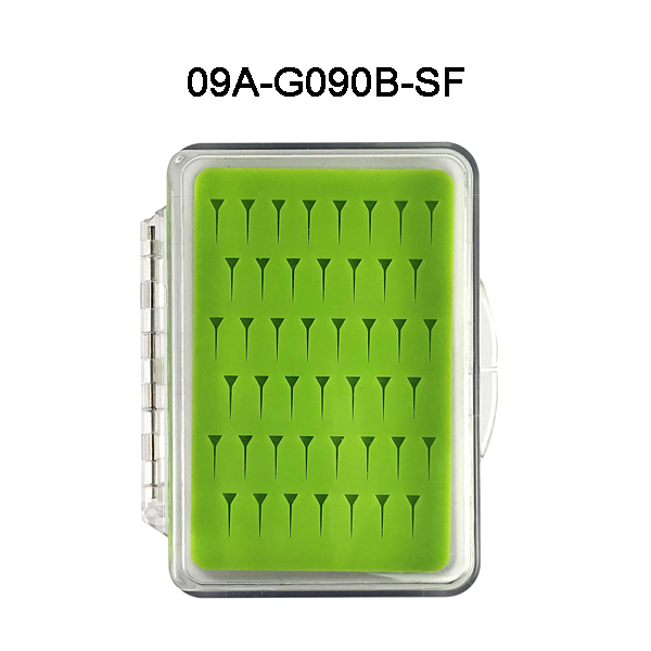 09A-G090B-SF Super Mini Fly Box With Green Triangle Silicone Insert