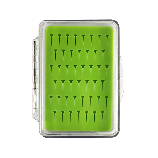 09A-G090B-SF Super Mini Fly Box With Green Triangle Silicone Insert