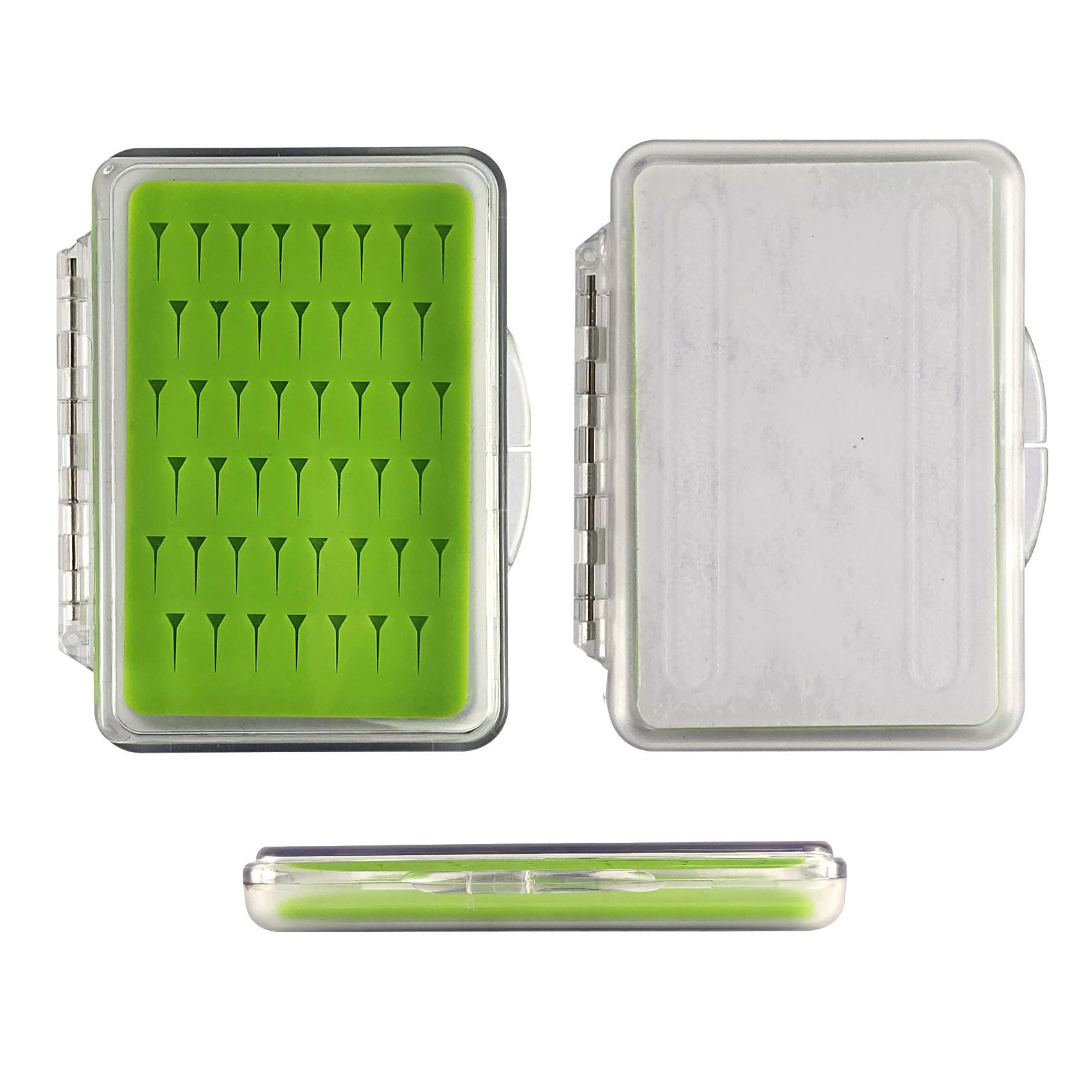 09A-G090B-SF Super Mini Fly Box With Green Triangle Silicone Insert