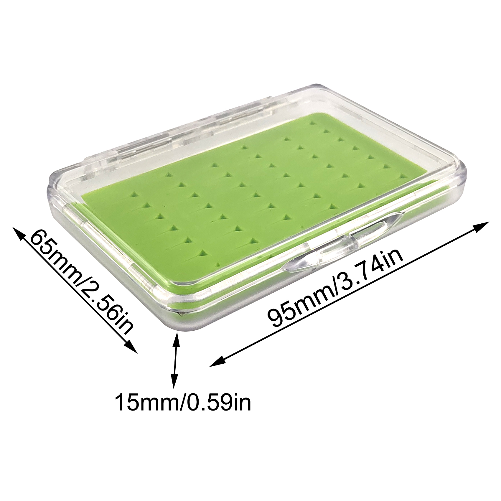 09A-G090B-SF Super Mini Fly Box With Green Triangle Silicone Insert