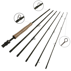 6 Sections Travel Fly Rods - 8'9'' LW4/5, 9'1'' LW5/6, 10'3'' LW2/3 Fast Action,Camo Green Finish, 24T Carbon