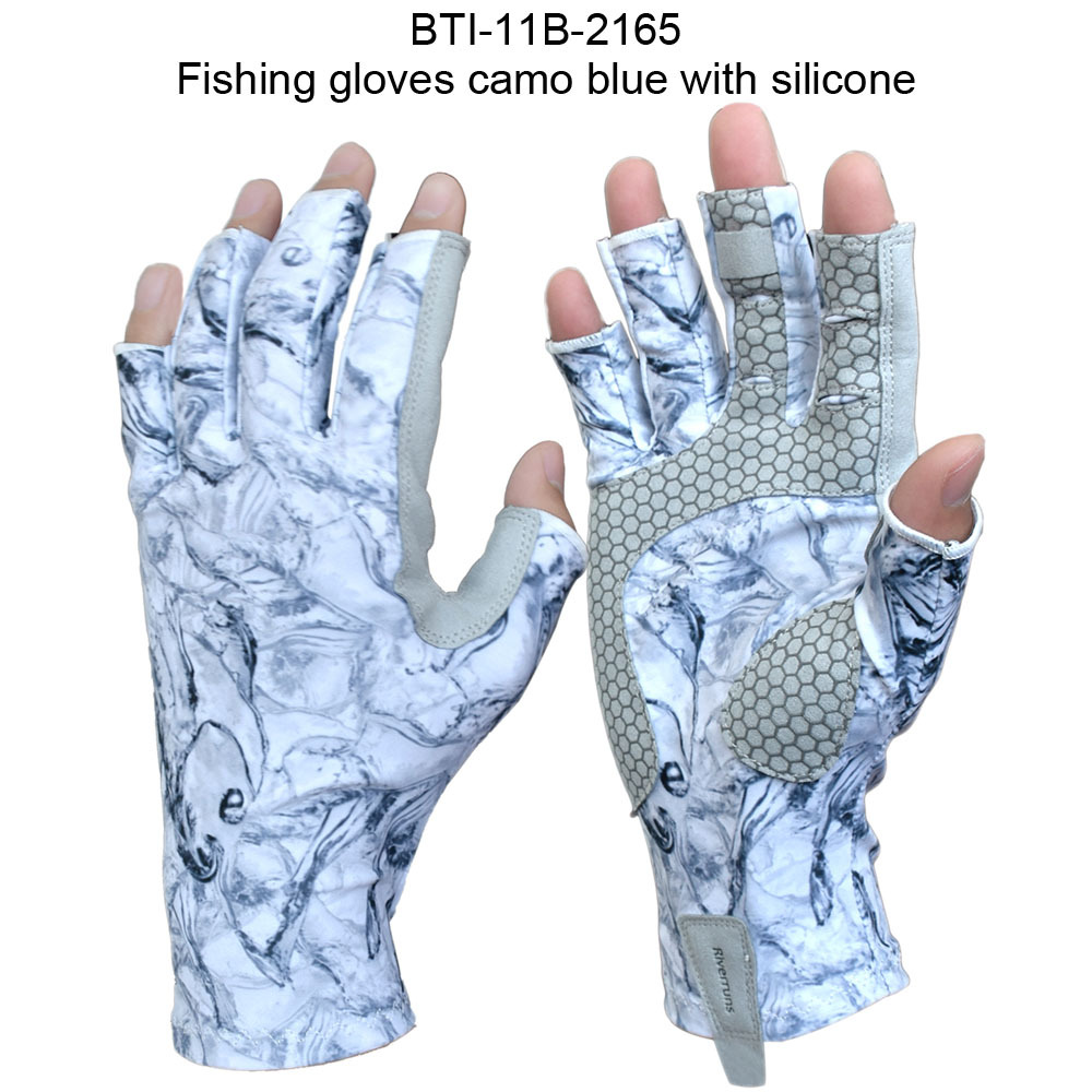 BTI-11B-2165 Fishing gloves camo blue with silicone