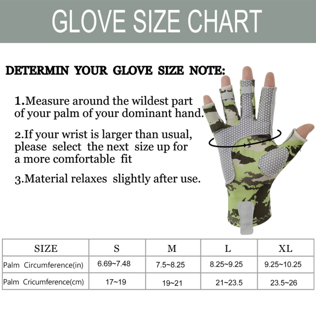 BTI-11B-2163 Fishing gloves camo green with silicone