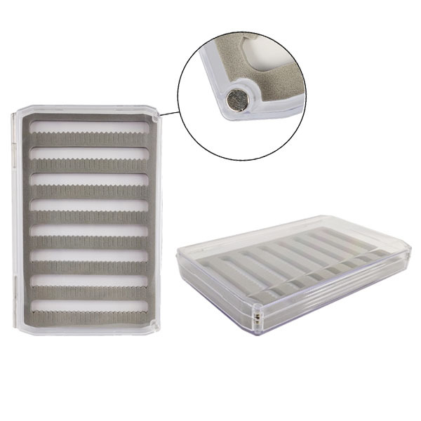 BTI-09A-H055 Transparent Plastic Fly fishing box with powerful Micro/Magnet