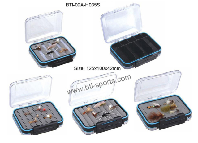 09A-H035S Double faces fly box with compartments and slit foam (S)