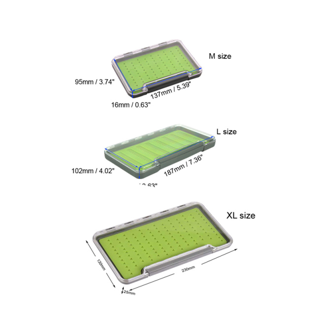 BTI-09A-H048 Large size super slim waterproof fly box EVA foam & silicone insert