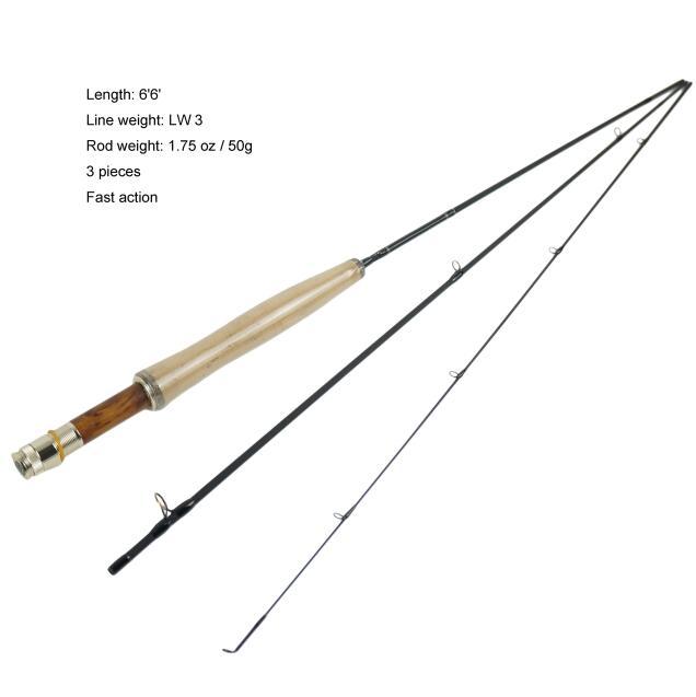 Short Fly Rods - 6'6'' LW3 3pcs Fast Action, 36T Carbon