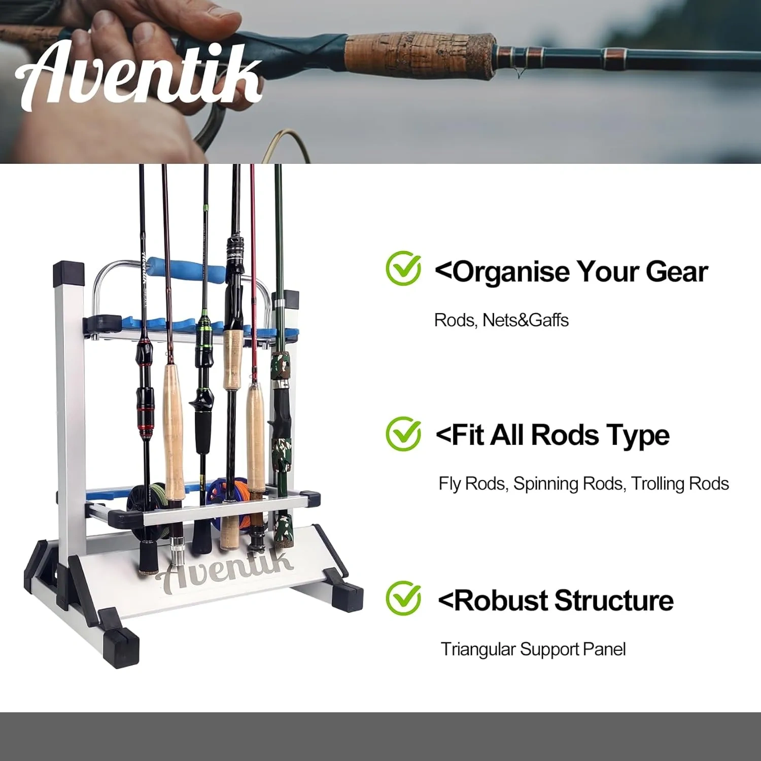 BTI-09E-3153 Aluminum Mini Rod Shelf with Lifting Handle to Hold 12pcs Rods