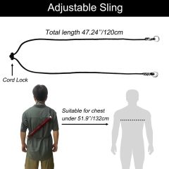Adjustable Tenkara Rod Tube Sling Strap with Durable Silicone Loop
