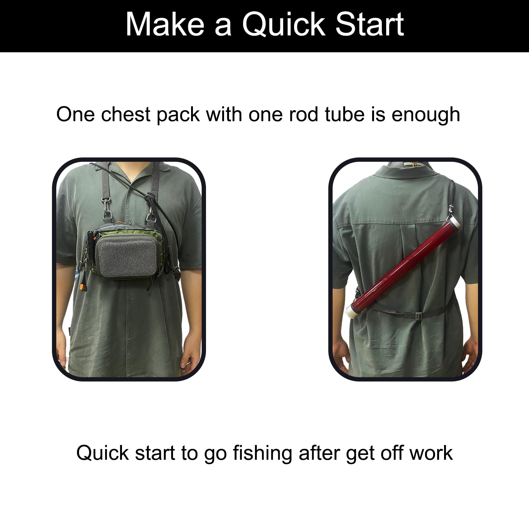 Adjustable Tenkara Rod Tube Sling Strap with Durable Silicone Loop