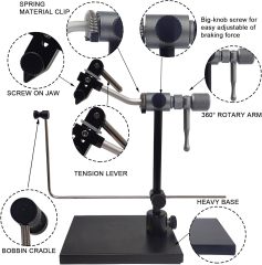 BTI-09E-075 Madison True Rotary Vise with Two Ball Bearings Inside More Smooth Fly Tying Vise