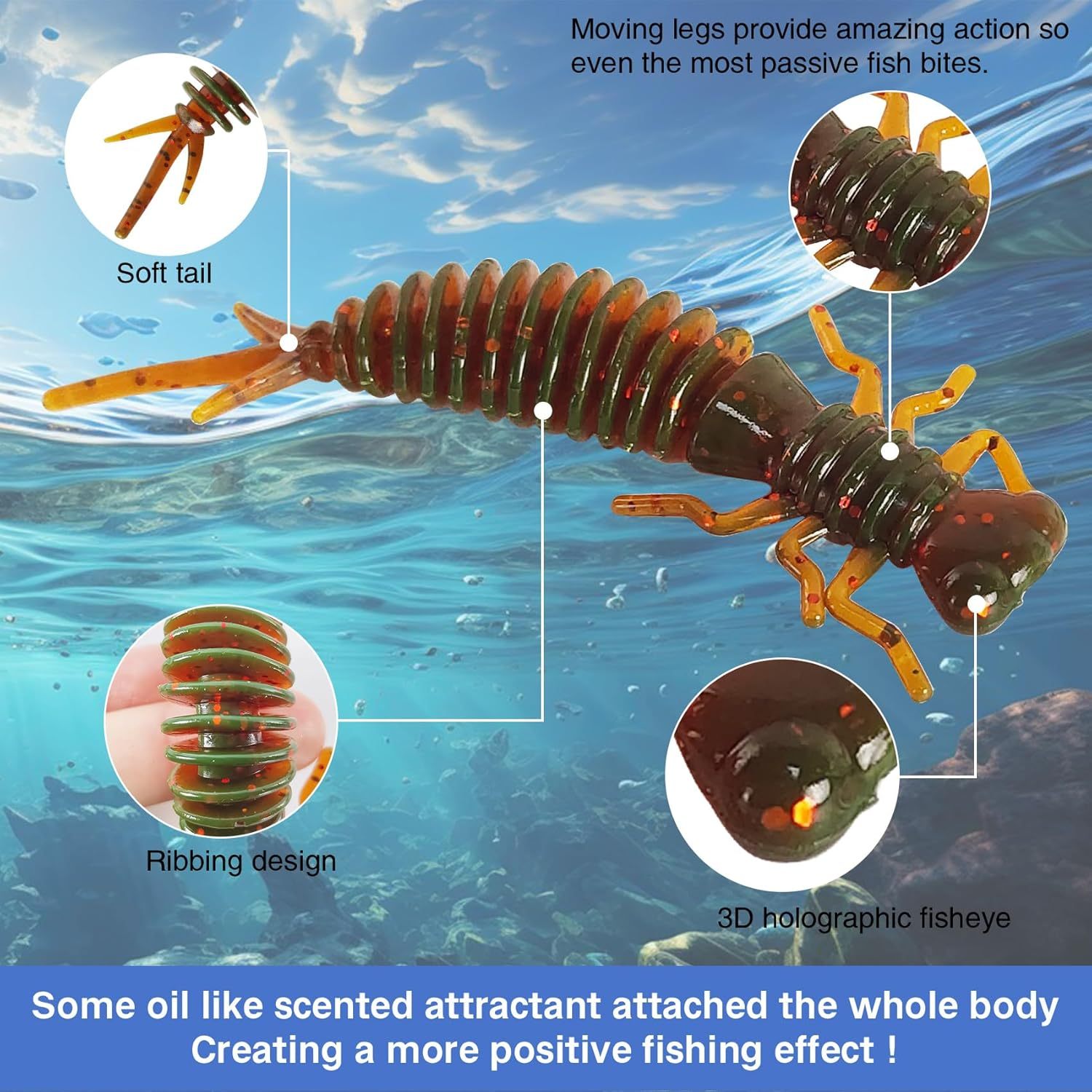 BTI-05D-RC076 Dragonfly Larva Soft Plastic Fishing Lures