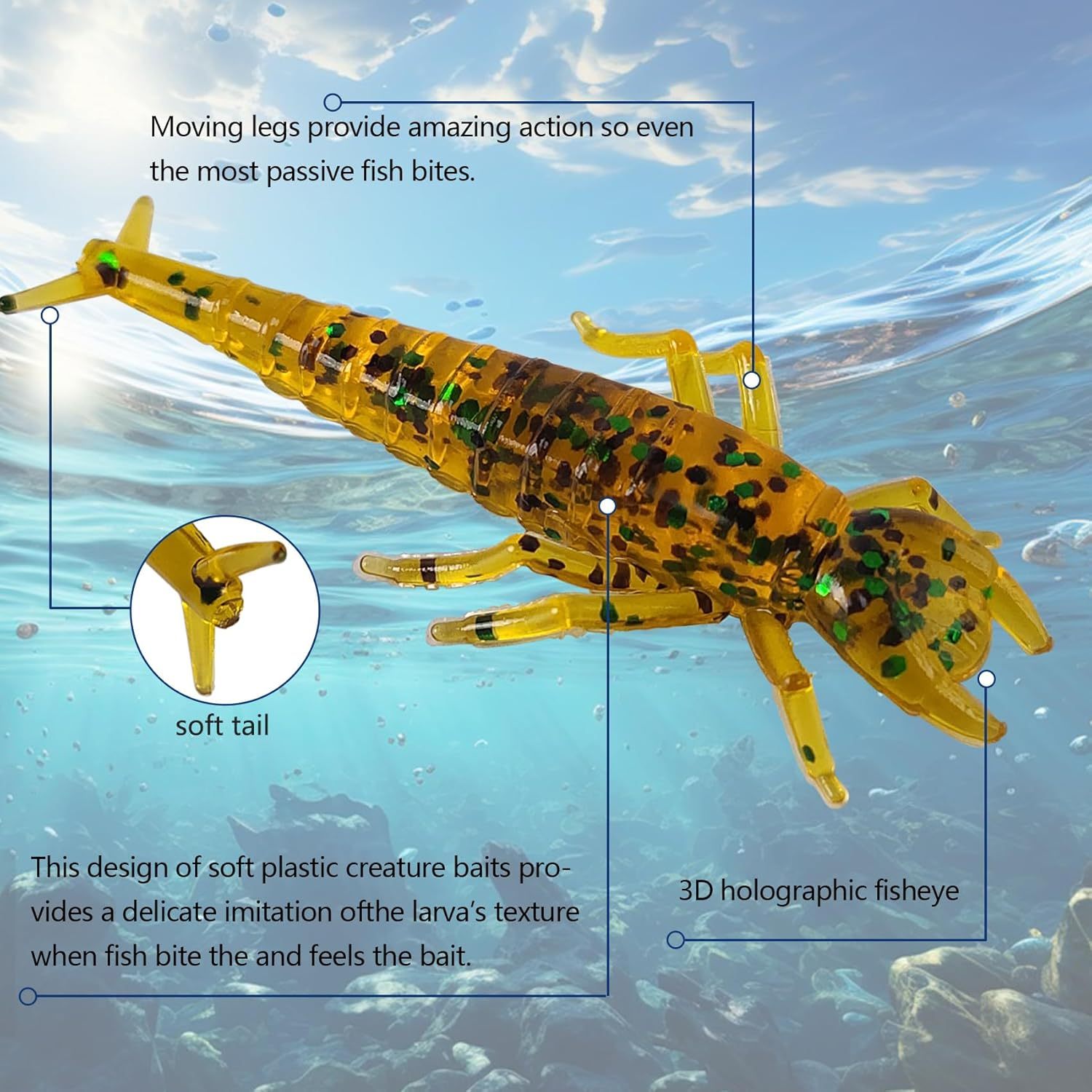 BTI-05D-RC077 Water Bug Soft Plastic Fishing Lures