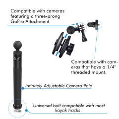 BTI-14A-202 29" Adjustable Kayak Camera Mount with Infinitely Extendable Stand