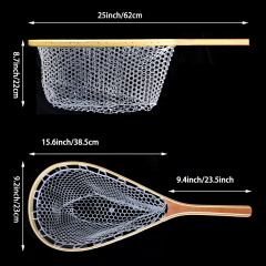 03G-HWRN09 Trout Fishing Wooden Net With Flat Net Bag
