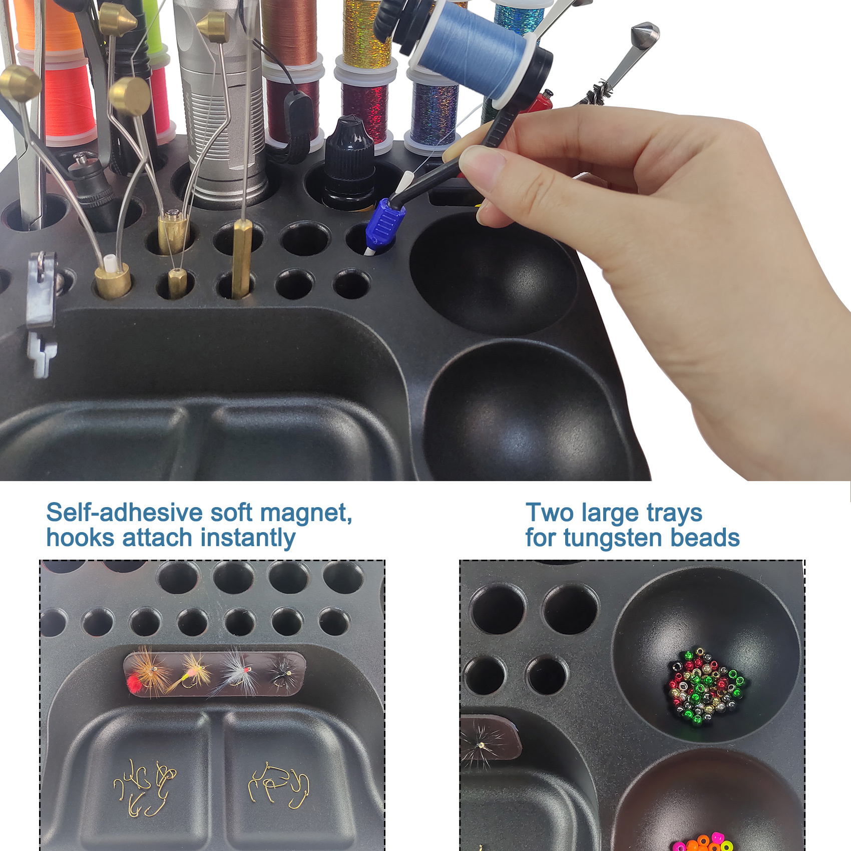 BTI-09E-6255 ABS Fly Tying Tool Caddy Desktop Organizer