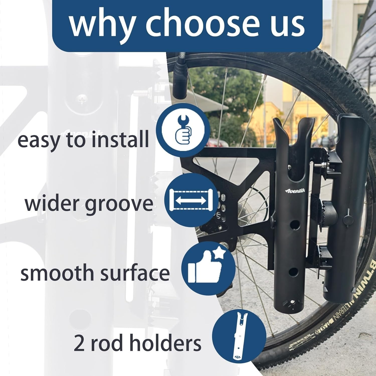 BTI-09E-3201 Fishing Rod Holder for Bike Hold 2 Rods