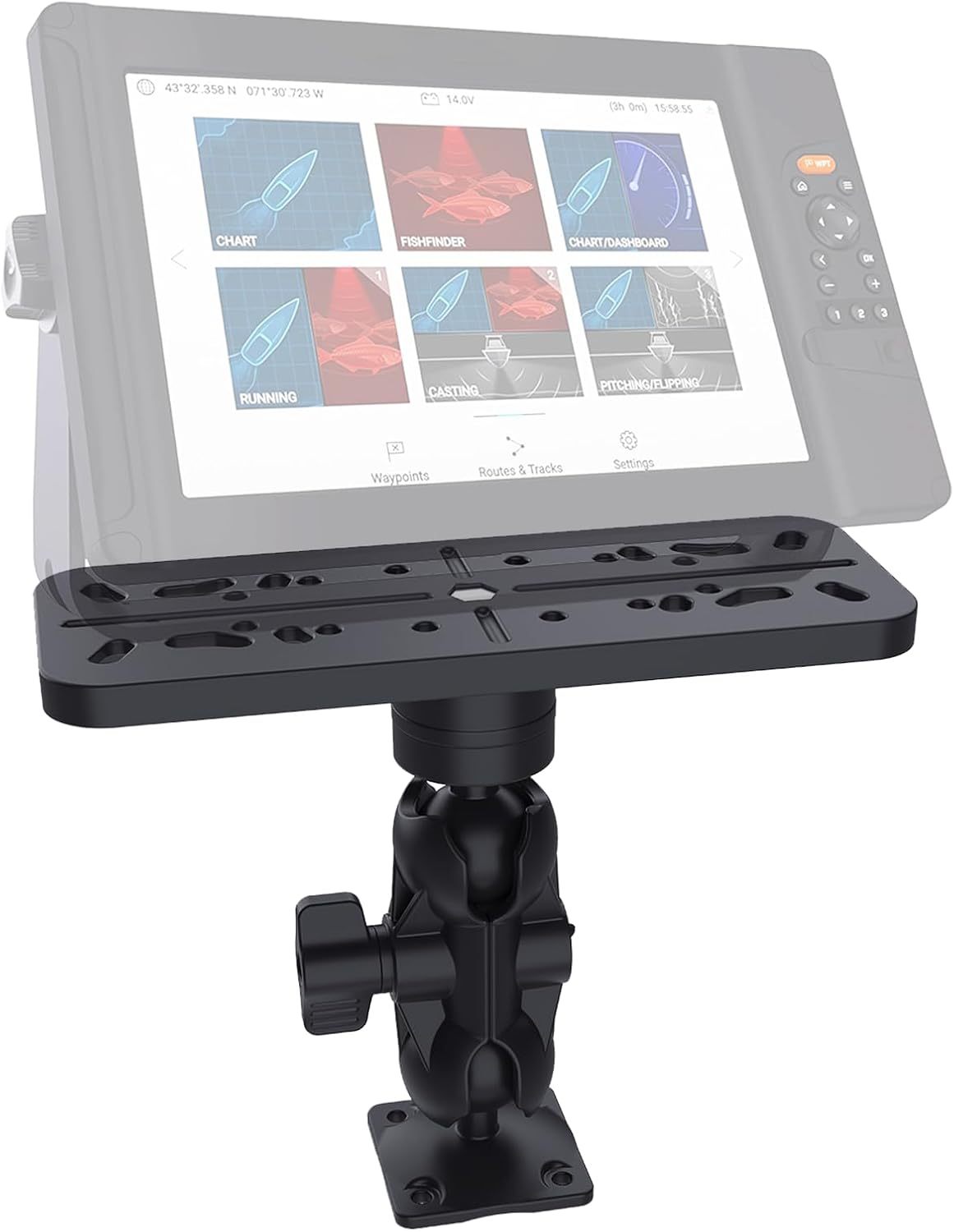 BTI-14A-5000 Rectangular fish finder plate + 1.5 inch ball head + base