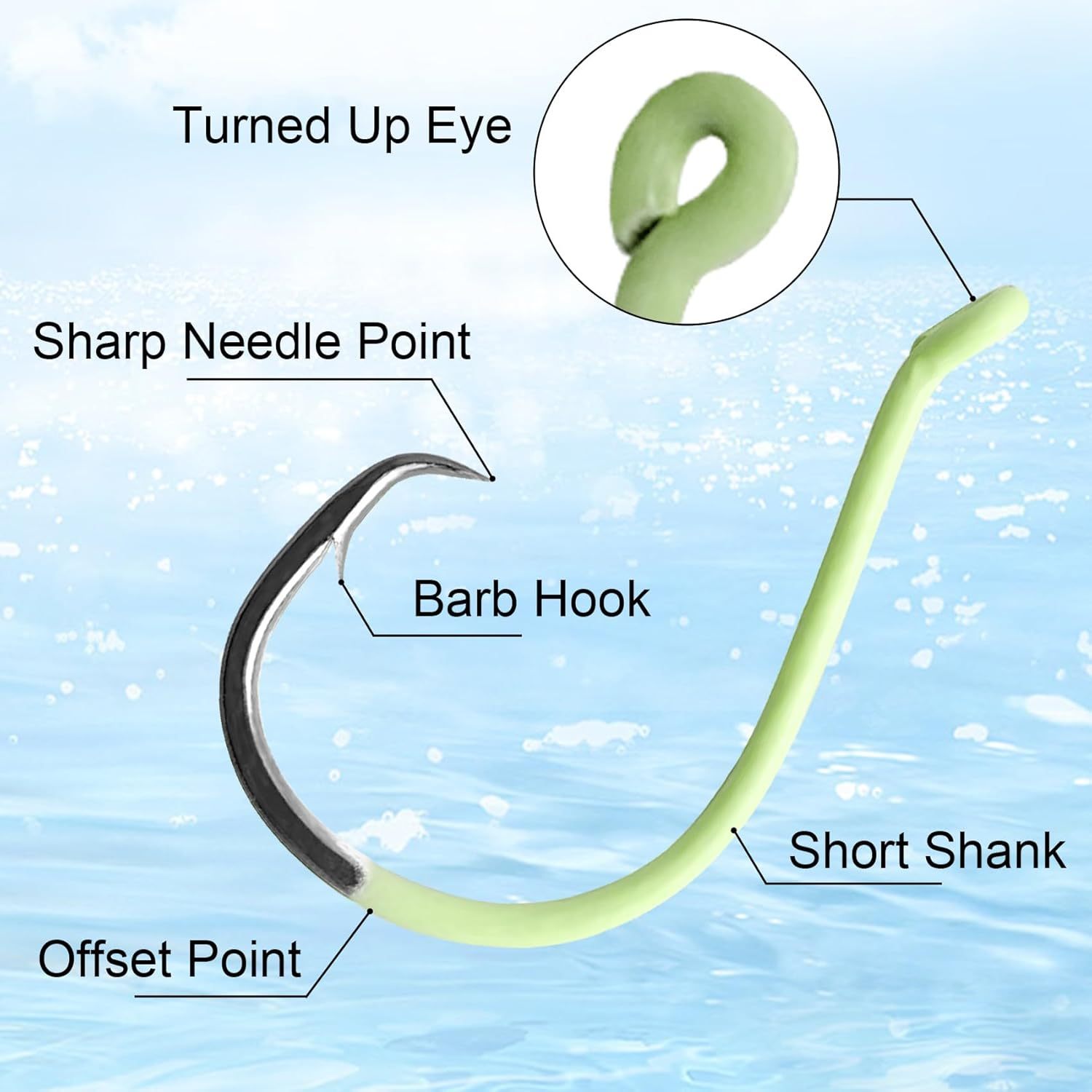 BTI-06B-7385 Sports Circle Hooks Glow in Dark