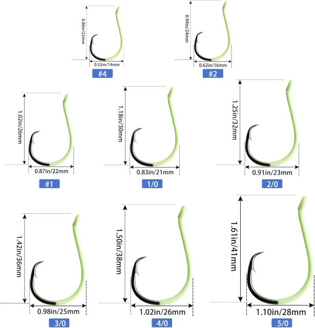 BTI-06B-7385 Sports Circle Hooks Glow in Dark