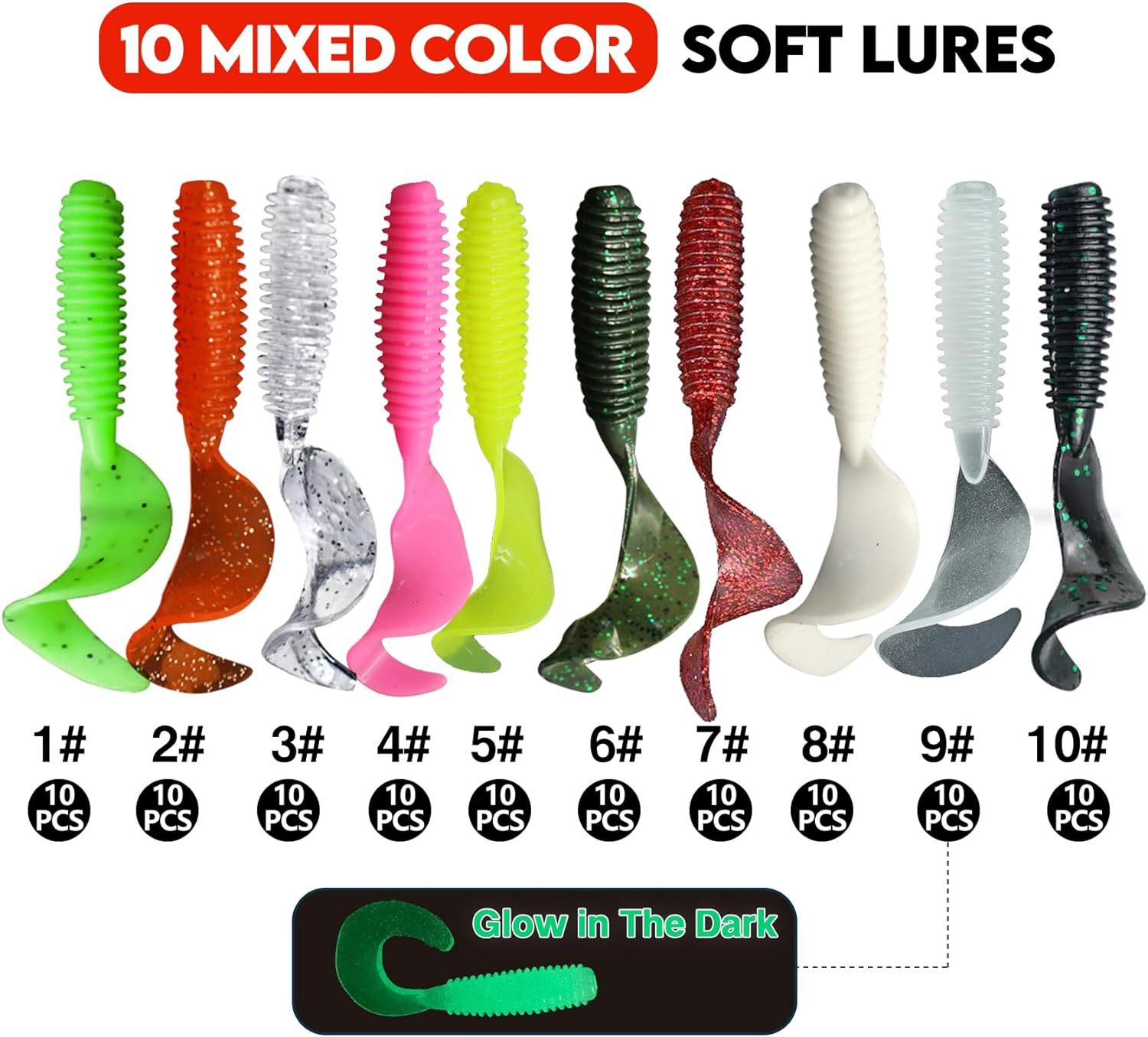 BTI-05D-090 Grub Saltwater Soft Fishing Lures