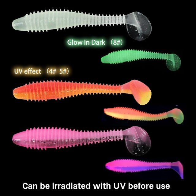 BTI-05D-089 T-Tail Ribbed Soft Plastic Fishing Lures