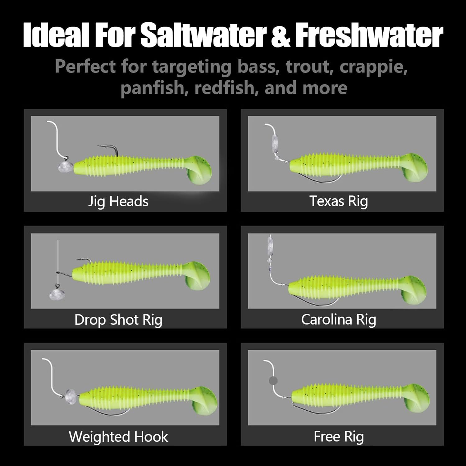 BTI-05D-089 T-Tail Ribbed Soft Plastic Fishing Lures